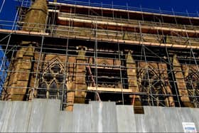 Scaffolding is up at the historic church
