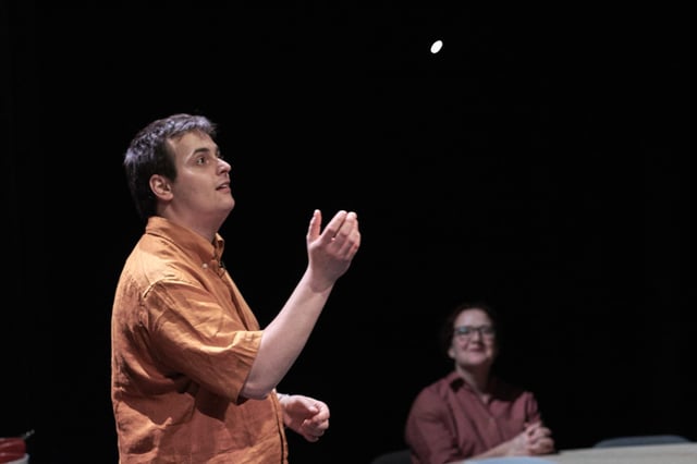 Leo Burtin presenting with bread, the show on which his book is based. Photo by Garry Cook.