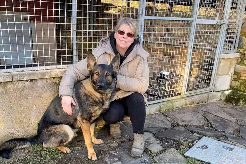 Sarah with Kara, a German Shepherd owned by NHS social worker Sarah Robinson who uses Kitty Catz Cattery and Boarding Kennels four times a week