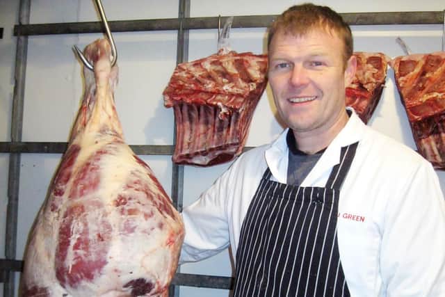 Butcher David Green with the supreme champion beef carcase.