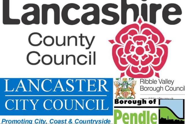 Lancashire County Council (#5), Ribble Valley Borough Council (#6), Pendle Council (#7) and Lancaster City Council (#8)