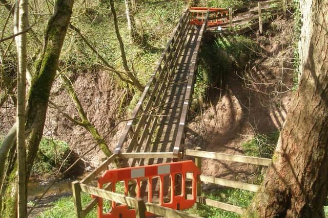 The distinctive Tun Brook Bridge was closed in 2013...(image courtesy of John Slater)