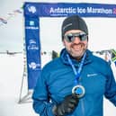 Adventurer Jordan Wylie  having completed a marathon in Antarctica. Picture by Mark Conlon