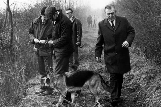 Head of Lancashire CID Det Chief Supt Joe Mounsey at the scene where body of Sunday school teacher Elisabeth Foster was found in Wrea Green on January 2, 1972.