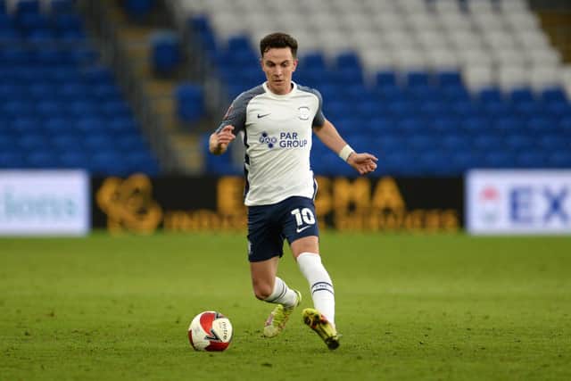 Josh Harrop was back in a PNE shirt as he came on against Cardiff