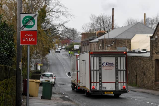 A sign for Chorley-bound drivers on Chorley Road showing that they are leaving the Clean Air Zone