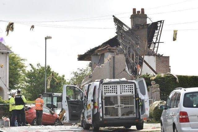 Detectives assisted by gas experts identified the cause of the explosion as a gas pipe which had been cut inside number 20 Mallowdale Avenue