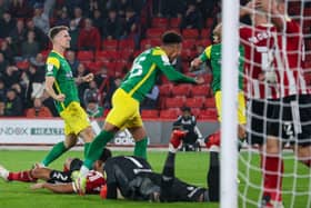 Emile Riis scores Preston North End's equaliser against Sheffield United at Bramall Lane in September