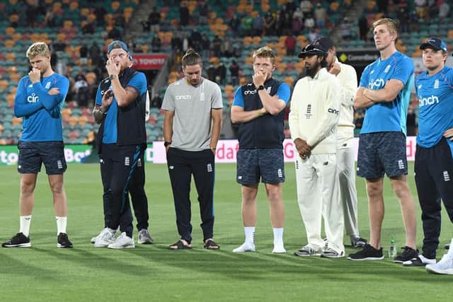 England's cricketers following the 4-0 Ashes loss (credit Darren England via AAP PA Wire)