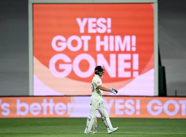 Ollie Pope after being dismissed (credit Darren England via AAP PA Wire)
