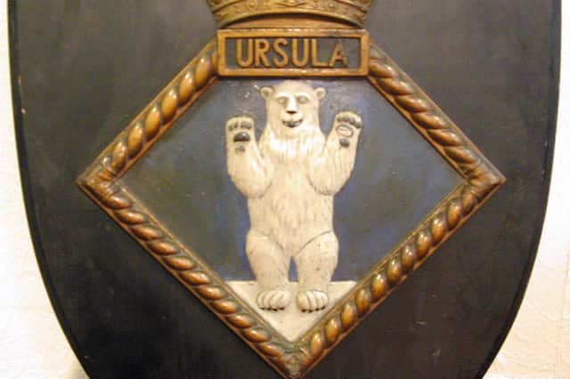 The plaque with the HMS Ursula crest presented to the people of Chorley & District 
Picture courtesy of Stuart Clewlow