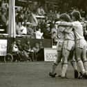 Preston players celebrate Tony Ellis' goal