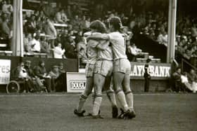 Preston players celebrate Tony Ellis' goal