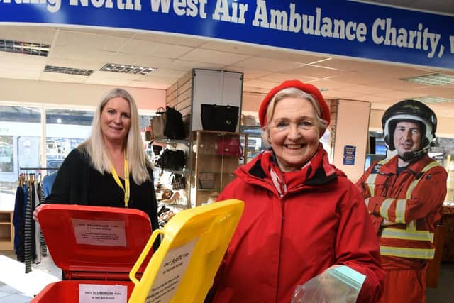 Longridge Environment Group member Margaret Baugh,  (pictured centre), is urging coffee pod users to recycle the pods at the North West Air Ambulance shop on Berry Lane, Longridge     Photo:Neil Cross