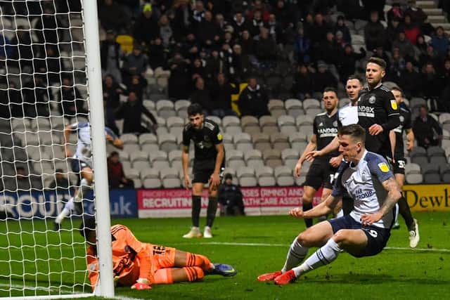 Emil Riis supplies the finishing touch to Ched Evans' cross in PNE's 2-2 draw with Sheffield United