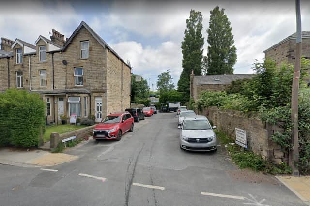 Hubert Road with the football ground at the bottom.