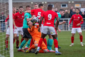 Match action from Chorley's game at Brackley Town (photo:Stefan Willoughby)