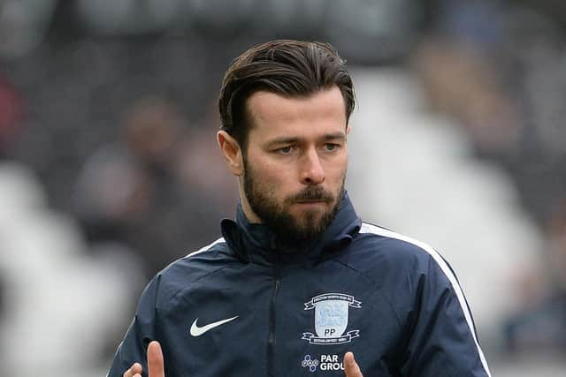 Joe Rafferty in the warm-up ahead of Preston North End's clash with Swansea City