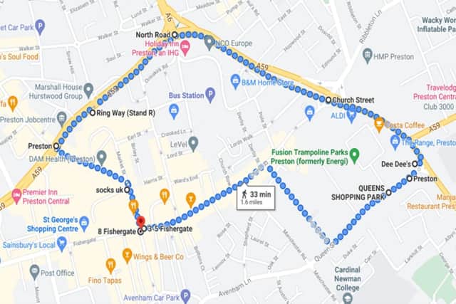 Police dispersal order map for Preston city centre