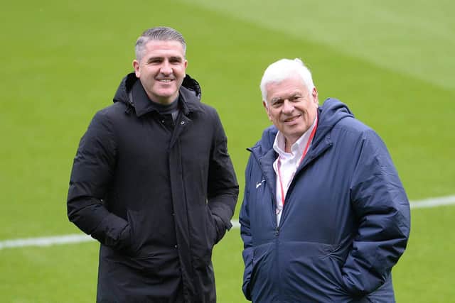 PNE manager Ryan Lowe with director Peter Ridsdale