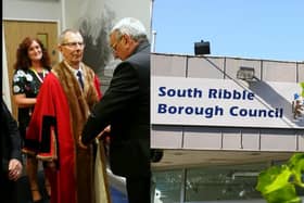 Cllr Harold Hancock being enrobed as mayor of South Ribble in May 2019. From now on, the role will rotate between political parties on an annual basis.
