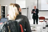 Professor Steve Kempster  taking part in the Good Growth workshop at Lancaster University Management School. Photo by Jodie Bawden.