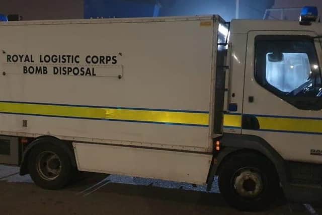 The Royal Logistic Corps Bomb Disposal were called to the scene.