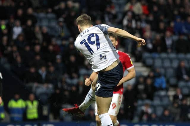 Emil Riis volleys home Preston North End's late equaliser against Bristol City at Deepdale