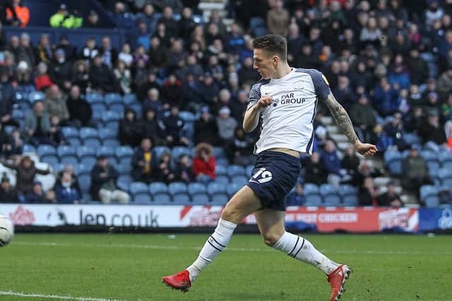Emil Riis fires home PNE's first equaliser against Bristol City at Deepdale