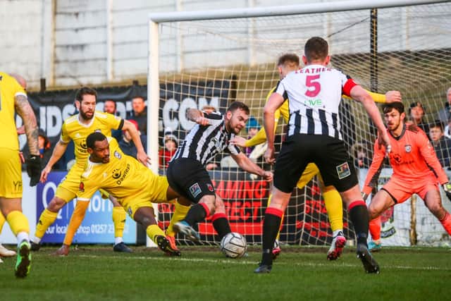 Chorley find the net against Hereford (photo: Stefan Willoughby)
