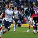 Preston North End’s Emil Riis celebrates scoring his side’s first goal