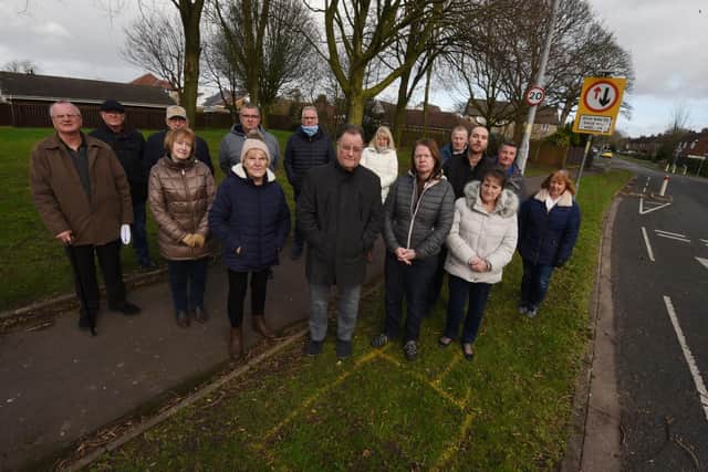Penwortham residents join South Ribble Borough Council's Liberal Democrat group leader David Howarth (centre) and Broad Oak ward councillor Angela Turner (to his left) in protest at being denying a say in plans to build a new 5G mast on Blackthorn Drive