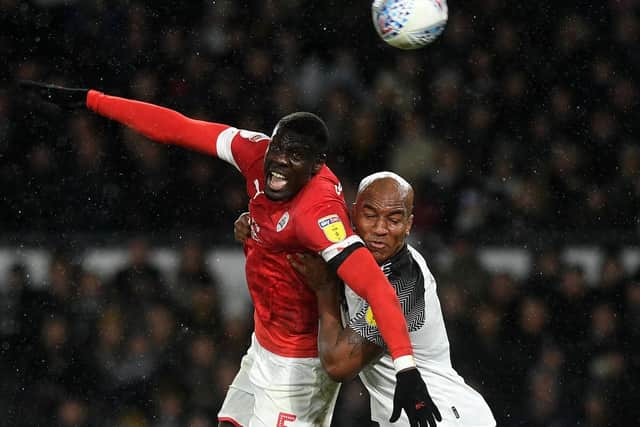 New Preston defender Bambo Diaby in action for his former club Barnsley against Derby County