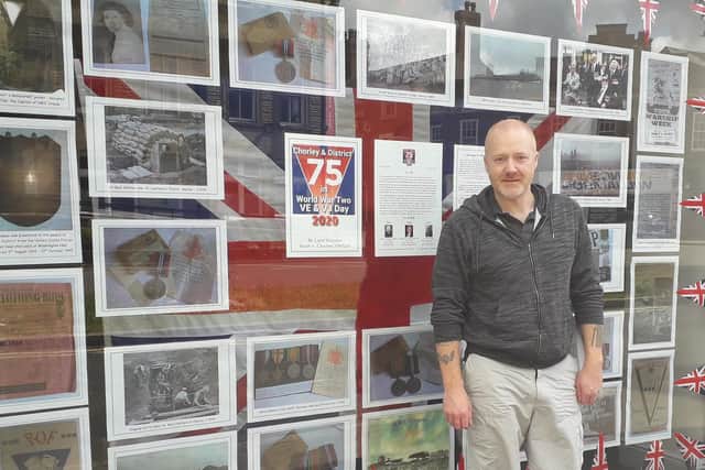 Stuart Clewlow at the 2020 VE & VJ Day 75th anniversary window displays. Picture supplied by Stuart Clewlow