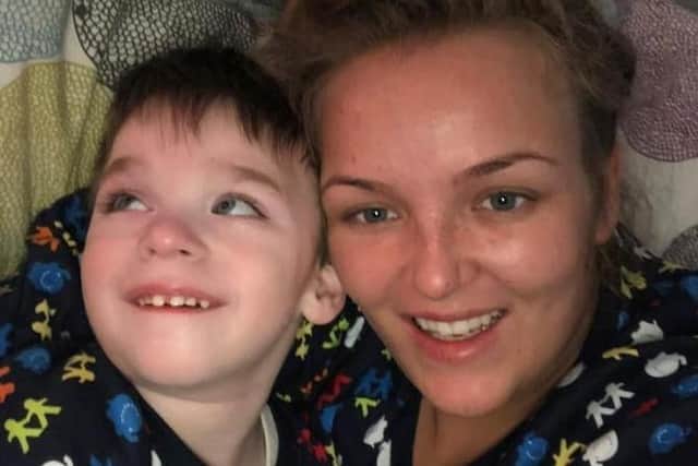 Devoted mum Laura Stinton with her son Henry, now five, who is severely disabled after he was born six weeks early