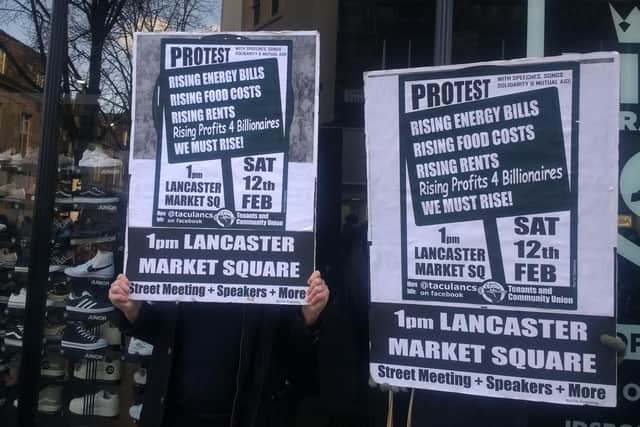 TACU campaigners in Lancaster City Centre last Saturday, gathering public support for the forthcoming protest on February 12.