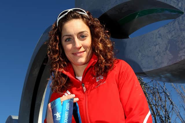 Amy Williams with her gold medal for winning the women’s skeleton event at the 2010 Vancouver Winter Olympics (Getty Images)