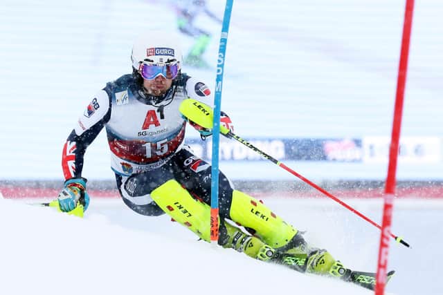 Dave Ryding during the Audi FIS Alpine Ski World Cup Men's Slalom in Kitzbuehel last month (Getty Images)