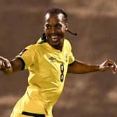 PNE midfielder Daniel Johnson celebrates after scoring for Jamaica against Mexico (photo: Getty Images)