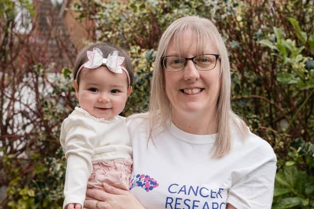 Preston cancer survivor Emma Ryan is urging people to sign up now to Walk All Over Cancer and take 10,000 steps a day throughout March to raise money for Cancer Research UK’s life-saving research. She is pictured with baby grand-daughter Gianna