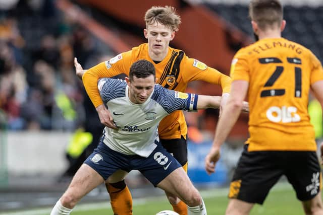 North End skipper Alan Browne in the thick of the action against Hull City