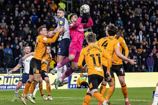 Hull City keeper Matt Ingram cuts out a cross
