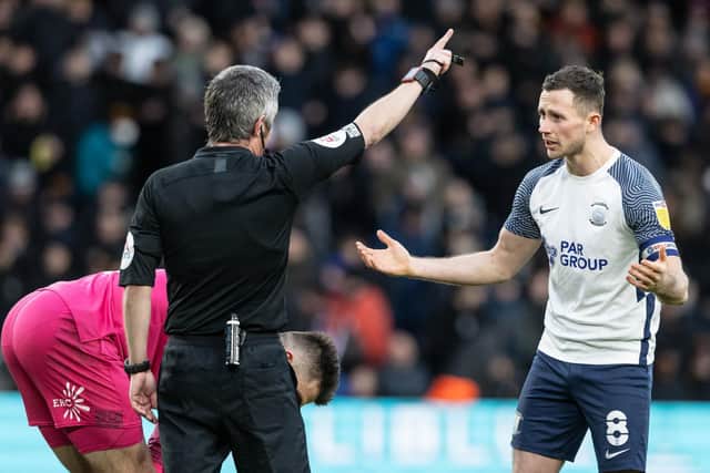 North End skipper Alan Browne protests after referee Darren Bond disallows his effort against Hull City