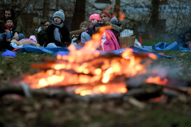Eldon Primary School host a storytelling around the campfire event with National Literacy Hero Richard O'Neill.