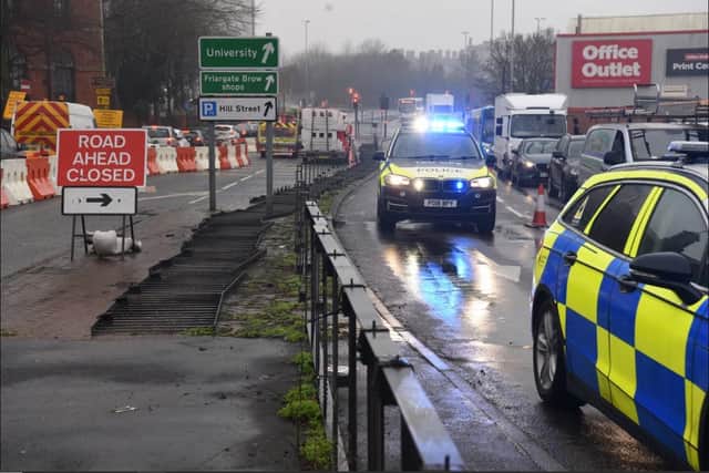 Emergency services were forced to use the closed lane to get around the congestion.