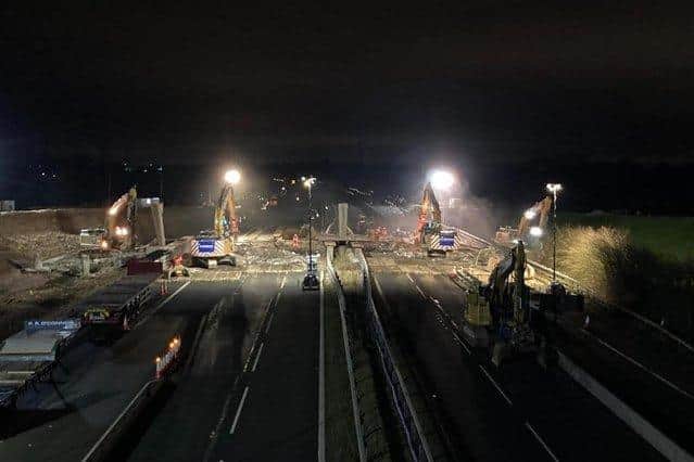 Demolition crews making headway later in he night (Image: Costain Group).