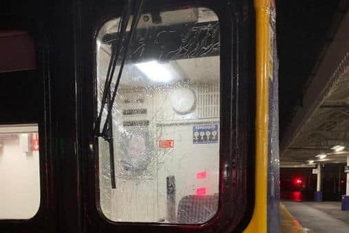 A brick was thrown at the moving train, causing the windscreen to shatter. (Credit: Northern)