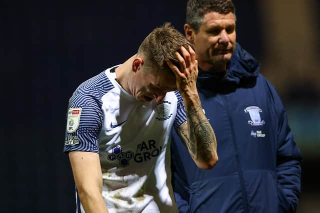 Preston North End striker Emil Riis after the final whistle of the goalless draw with Huddersfield Town at Deepdale