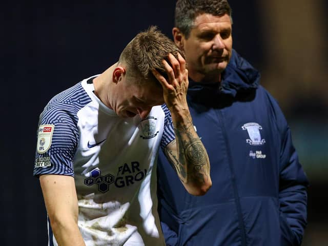 Preston North End striker Emil Riis after the final whistle of the goalless draw with Huddersfield Town at Deepdale