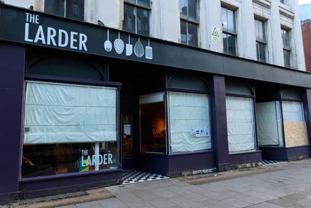 Every window of the Larder cafe in Lancaster Road, Preston, was smashed by vandals. (Photo by Kelvin Stuttard).